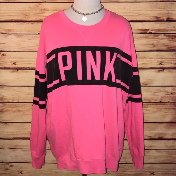 PINK Victoria's Secret Tops - 🚫SOLD🚫 VS PINK Pink/Black Varsity Pullover